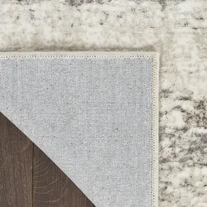 Cream Grey Abstract Modern Living Room Bedroom & Dining Room Rug-69 X 229cmcm (Runner)