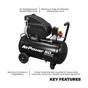 Sealey Air Compressor 50L Direct Drive 2hp SAC5020A