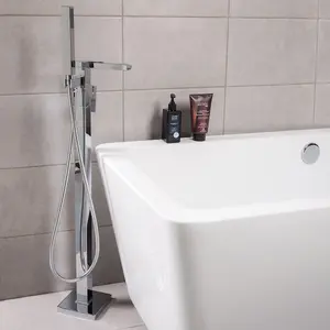 Rinse Bathrooms Designer Free Standing Bath Shower Mixer Tap Floor Standing Chrome Bath Filler