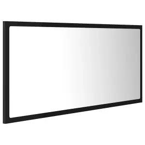 Berkfield LED Bathroom Mirror Black 90x8.5x37 cm Engineered Wood