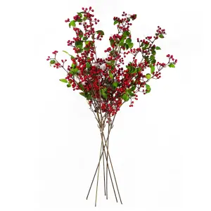 6 x 80cm Artificial Red Christmas Berry Spray