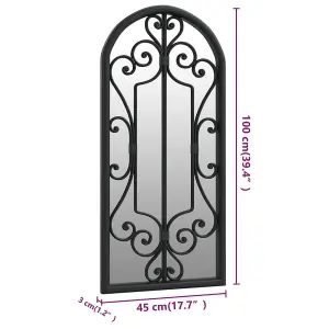 Berkfield Garden Mirror Black 100x45 cm Iron for Outdoor Use