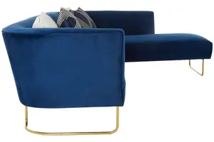 Renee Dark Blue Velvet 5 Seat Corner Sofa