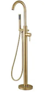 Aquarius Luxury Zanelli Floor Standing Bath Shower Mixer Tap Brushed Brass AQ2999