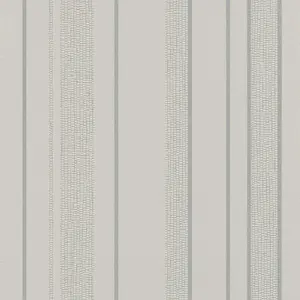 Grey Silver Stripe Wallpaper Metallic Glitter Shimmer Textured Non-Woven Vinyl