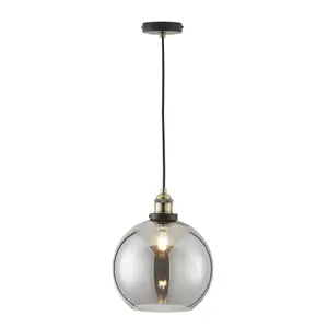 Inlight Sadri Matt Black Smoke tinted effect Pendant ceiling light, (Dia)250mm