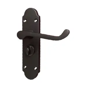 Epsom Door Handle Bathroom Privacy Lock Scroll Lever - Matt Black