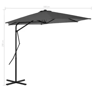 Berkfield Outdoor Parasol with Steel Pole 300 cm Anthracite