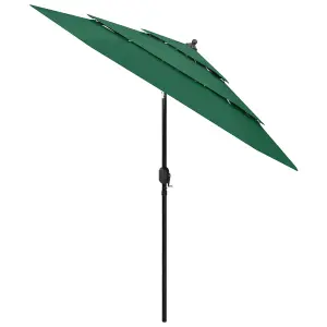 Berkfield 3-Tier Parasol with Aluminium Pole Green 2.5 m