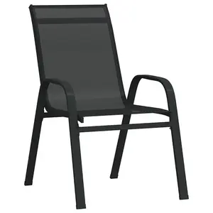 Berkfield Stackable Garden Chairs 2 pcs Black Textilene Fabric