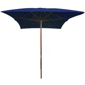 Berkfield Outdoor Parasol with Wooden Pole Blue 200x300 cm