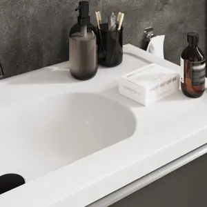 GoodHome Levanna Gloss White Rectangular Vanity Basin (W)100.6cm