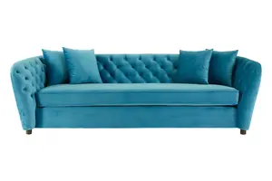 Interiors by Premier Riva Cyan Velvet 3 Seat Sofa