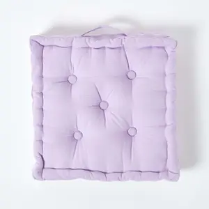 Homescapes Cotton Mauve Floor Cushion, 40 x 40 cm