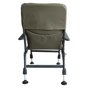 Carpzilla Outdoor Portable Folding Carp Fishing Chair Camping Heavy Duty 4 Adjustable Legs Dark Green FC-053