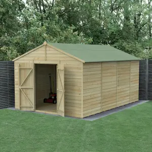 Forest Garden Beckwood 10x15 ft Apex Natural timber Wooden 2 door Shed with floor (Base included)