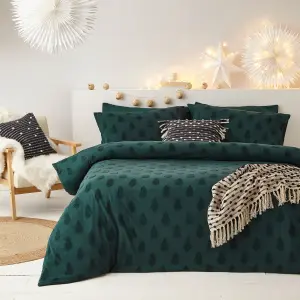 The Linen Yard Tufted Tree Festive 100% Cotton Duvet Cover Set