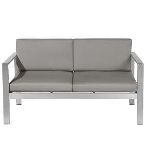 Garden Bench with Cushion SALERNO Metal Dark Grey