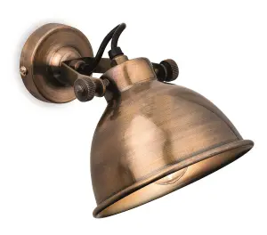 Luminosa Mantis 1 Light Indoor Dome Wall Light Antique Brass, E14