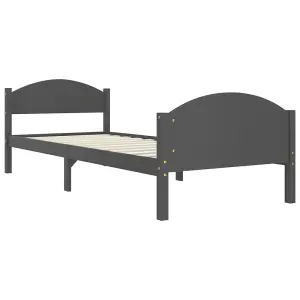 Berkfield Bed Frame Dark Grey Solid Pine Wood 100x200 cm