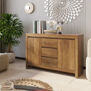 Ellani Cubbot 116Cm Wide 2 Door 3 Drawer Sideboard Knotty Oak