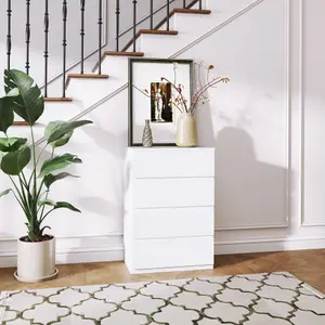 HOMCOM Bedroom Chest of Drawers, 4 Drawers Dresser, Drawer Unit, White