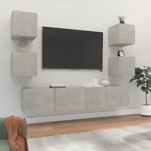 Berkfield 6 Piece TV Cabinet Set Concrete Grey Engineered Wood