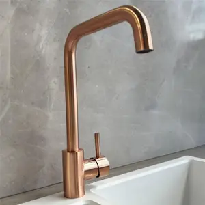 Liquida W10CP D-Shape Swivel Spout Single Lever Copper Kitchen Mixer Tap