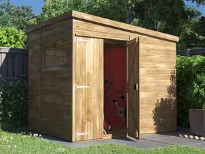 Dunster House Bike Shed Storage 2.4m x 1.8m Garden Building Wooden Pressure Treated Overlord Pent