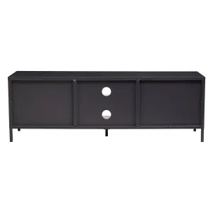 Interiors By Premier Classic Two Door Black Metal Media Unit, Industrial Livingroom Media Unit, Versatile Shelving Media Unit