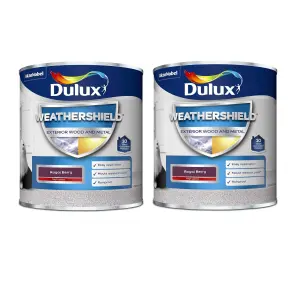 Dulux Weathershield Exterior Paint Gloss 750ml Royal Berry Pack of 2