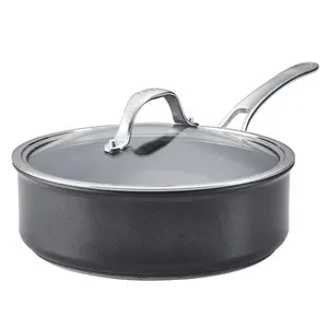 Anolon X SearTech Black Round Aluminium Induction Suitable Dishwasher Safe Non-Stick Saute Pan with Lid