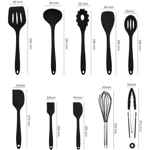 Silicone Utensil Set Kitchen Utensils - 11Pcs Cooking Utensils Set With Holder Kitchenware Turner Spatula Cooking Tong Spoon Non-Stick Heat Resistant