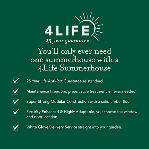 4LIFE Reverse Apex Summerhouse 8x6 - Double Door - 5 Window