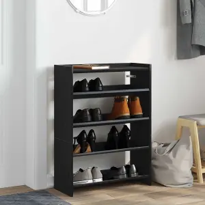 Berkfield Shoe Rack Black 80x25x61.5 cm Engineered Wood