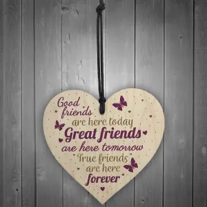 Red Ocean Best Friends Friendship Gifts Handmade Wood Heart Keepsake Sign Birthday Gift For Friend Keepsake