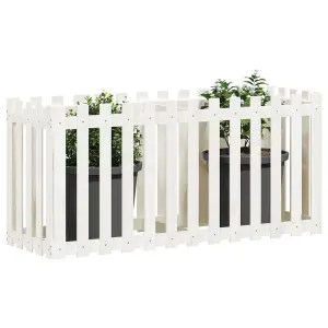 Berkfield Garden Raised Bed with Fence Design White 150x50x70 cm Solid Wood Pine