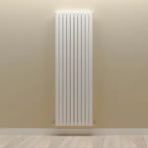 Vertical White Double Oval Panel Radiator (H)1800mm x (W)590mm, 11500 BTU.