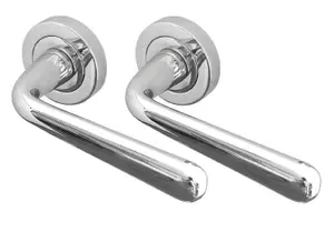 Modern MARINA PEARL Chrome LEVER DOOR HANDLES Round Rose Style