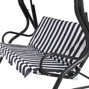 Charles Bentley 2-3 Seater Garden Patio Swing Seat Hammock Chair - Grey Striped