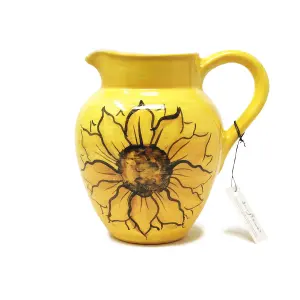 Sunflower Hand Painted Ceramic Yellow Kitchen Dining Large Pourer Jug (H) 21cm