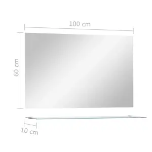 Berkfield Wall Mirror with Shelf 100x60 cm Tempered Glass