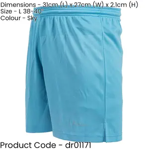 L ADULT Elastic Lightweight Football Training Shorts - Plain SKY BLUE 38-40"