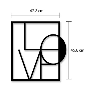 Decortie Modern Metal Wall Art Love Theme Home Ornament Decorative Minimalist Design Hanging Wall Sculpture, Black