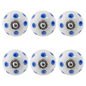 Nicola Spring - Round Ceramic Cabinet Knobs - Spot - Pack of 6