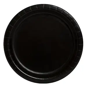 Unique Party Paper Round Dessert Plate (Pack of 20) Black (One Size)