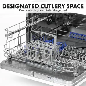 Compact White Portable Dishwasher with 6 Place Settings and Multiple Wash Programs