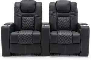 Black & White Leather Broadway 2 Seater Recliner Cinema Armchair | Power | Furniture Online