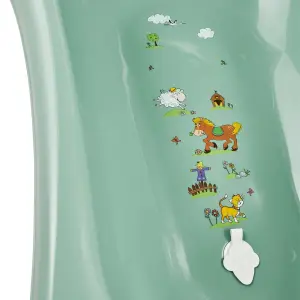 Keeeper Green Funny Farm Baby Bath 84cm with Plug & Baby Bath Safety Net