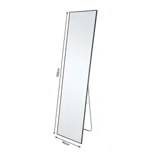 Black Rectangular Full Length Framed Mirror Freestanding or Wall Mounted Floor Mirror Dressing Mirror 150 cm x 40 cm